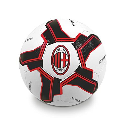 Mondo Sport -Pallone Da Calcio Cucito A.C. Milan, Colore Bianco Rosso Nero, size 5,