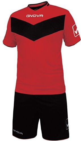 GIVOVA Vittoria, Kit Calcio Unisex Adulto, Multicolore (Rosso/Nero), 3XS