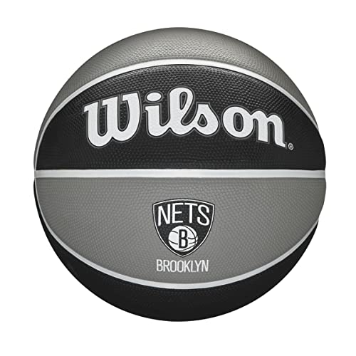 Wilson Pallone da Basket NBA TEAM TRIBUTE BSKT, Utilizzo Outdoor, Gomma, Misura 7, Grigio/Nero (Brooklyn Nets)