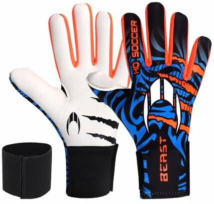 HO Soccer Beast Plus Hazard V2 Blue Guanti da portiere, unisex, per bambini, blu/arancione, 6,5