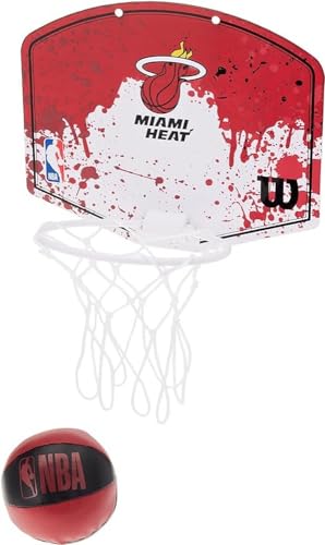 Wilson Minicanestro da Basket NBA TEAM MINI HOOP, Plastica, Bianco/Borgogna (Miami Heat)