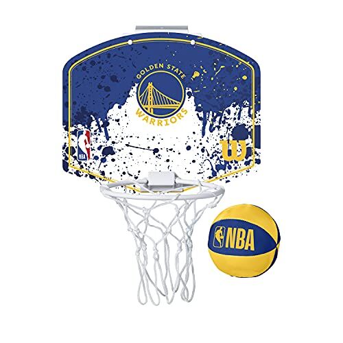 Wilson Minicanestro da Basket NBA TEAM MINI HOOP, Plastica, Bianco/Blu (Golden State Warriors)