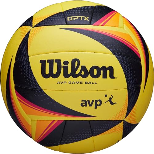 Wilson OPTX AVP Game Ball,  Pallone da Pallavolo, Beach Volley, Dimensioni Ufficiali, Giallo/Nero