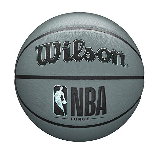 Wilson NBA Forge Series Pallone da basket per interni ed esterni, colore: blu e grigio, misura 15-72,4 cm