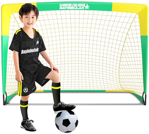 BAYINBULAK Porta da Calcio per Bambini per Rete da Calcio Allenamento Regalo del Festival (3'x2.2', Giallo+Verde)-1 Pack