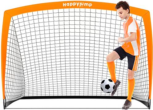 Happy Jump Porta da calcio Regalo di allenamento di calcio pop-up per regalo festivo di allenamento in giardinox1, (5' x 3.6', Arancia)