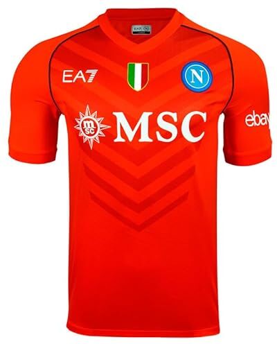 SSC NAPOLI Maglia Gara Portiere Home, EA7, Arancione, Scudetto Tricolore, Tessuto tecnico Dry Touch, 2023/2024, M