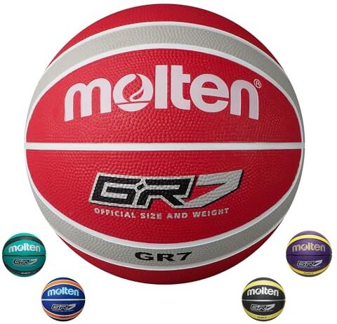 Molten Pallone da Pallacanestro, Colore: Rosso/Bianco/Argento, Taglia 7