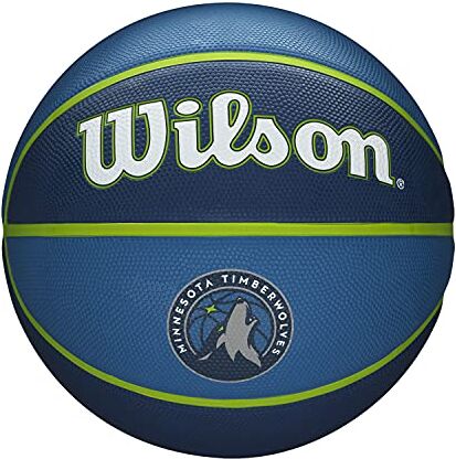 Wilson Pallone da Basket NBA TEAM TRIBUTE BSKT, Utilizzo Outdoor, Gomma, Misura 7, Blu/Blu Scuro (Minnesota Timberwolves)