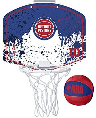 Wilson Minicanestro da Basket NBA TEAM MINI HOOP, Plastica, Bianco/Blu (Detroit Pistons)