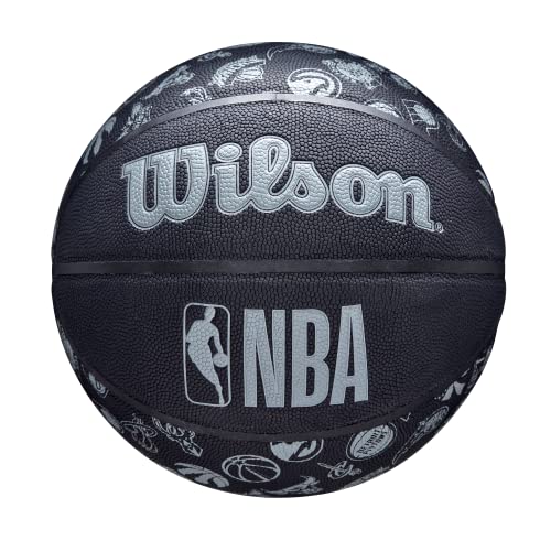 Wilson Pallone da Basket NBA ALL TEAM BSKT, Utilizzo Outdoor, Gomma, Misura 7, Nero