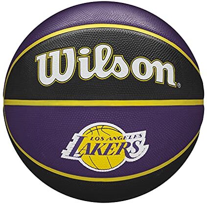 Wilson Pallone da Basket NBA TEAM TRIBUTE BSKT, Utilizzo Outdoor, Gomma, Misura 7, Viola/Nero (Los Angeles Lakers)