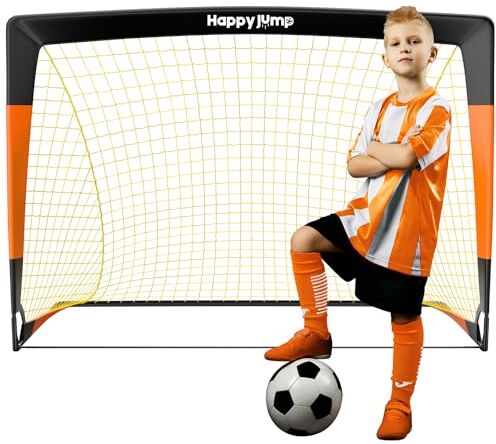 Happy Jump Rete da calcio pop up per allenamento in giardino, regalo festivo, 1,2 x 7,6 m, nero e arancione, confezione da 1