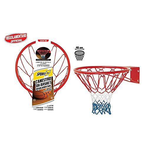 Sport1 Canestro anello basket. Canestro regolamentare, rete e kit di fissaggio. Canestro basket da camera in metallo 46cm a 12 ganci. Canestro basket esterno e interno. Canestro basket adulti/ragazzi