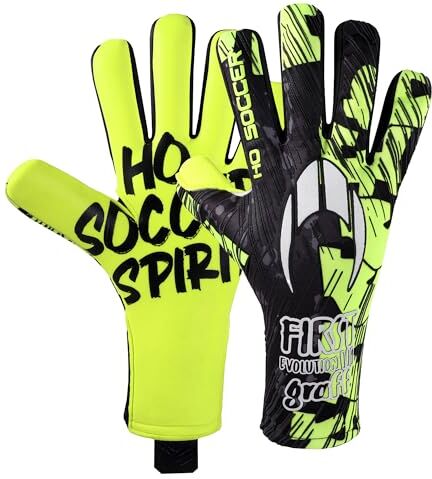 HO Soccer First Evolution III NG Graffiti Lime Guanti da Portiere, Unisex Bambini, Lime/Nero, 4