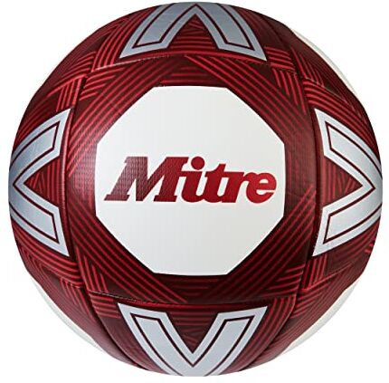 Mitre Intent Calcio unisex per adulti, unisex, colore: Bianco/Rosso/Rosso, taglia 5