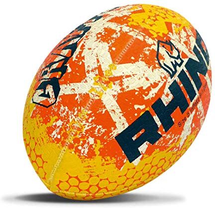 Rhino Tappeto da rugby, unisex, con graffiti, colore: giallo arancione, 5