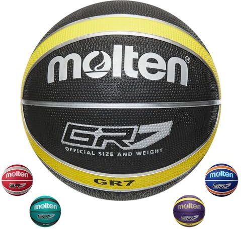 Molten BGR Palla da basket, colore: Multicolore, nero (Black/Yellow), Taglia 7