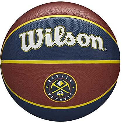 Wilson Pallone da Basket NBA TEAM TRIBUTE BSKT, Utilizzo Outdoor, Gomma, Misura 7, Rosso/Blu (Denver Nuggets)