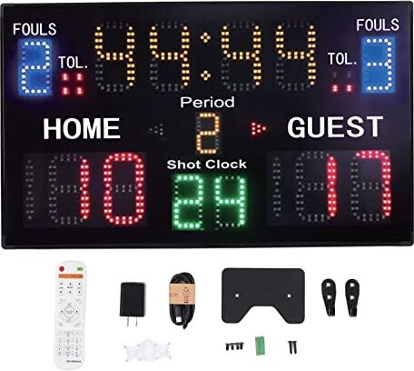 Spacnana Tabellone Segnapunti Elettronico Multisport a 15 Cifre Tabellone Segnapunti da Tavolo Utilizzato per Basket, Pallavolo, Wrestling e Altro 100‑240 V