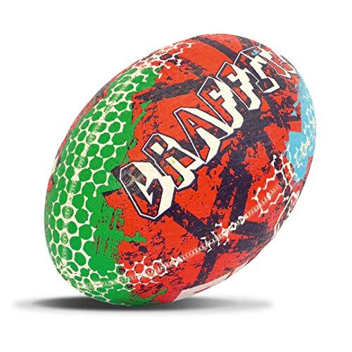 Rhino Graffiti Pallone da rugby, 5, colore: Rosso e Blu