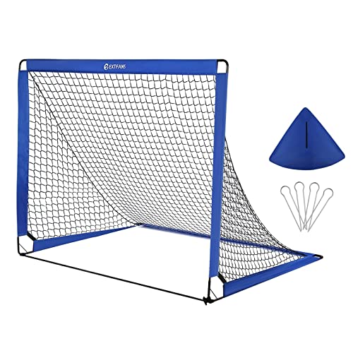 EXTFANS Porte da Calcio per Bambini 1,5 x 1,2 m Allenamento di Calcio Portatile Pieghevole con Borsa per il Trasporto e 4 Pioli a Forma di U Porta da Calcio per Giardino Cortile Giochi