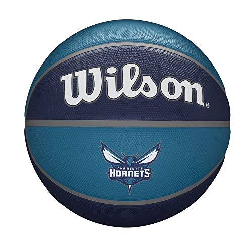 Wilson Pallone da Basket NBA TEAM TRIBUTE BSKT, Utilizzo Outdoor, Gomma, Misura 7, Blu/Blu Scuro (Charlotte Hornets)