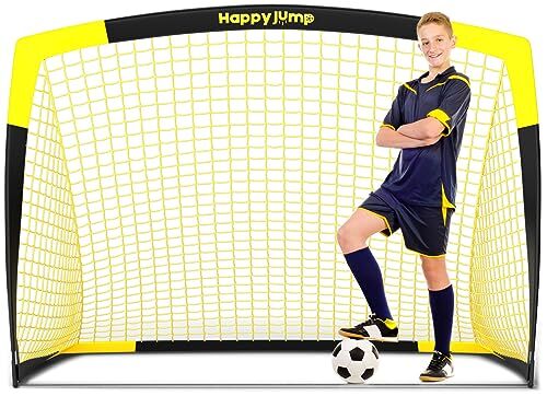Happy Jump Porta da Calcio Rete da Calcio per Bambini Giardino Allenamento Regalox1 (7'x5'-Nero+Giallo)