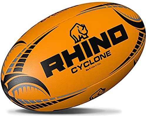 Rhino K-rey-, Cyclone XV-Palla da Rugby da Allenamento, Colore Arancione Fluo, Taglia 5 Unisex