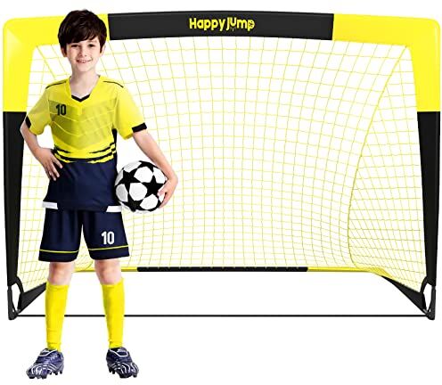 Happy Jump Porta da Calcio Rete da Calcio per Bambini Giardino Allenamento Regalo x1 (4'x3', Nero+Giallo)