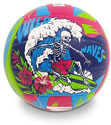 Mondo Toys Palla da gioco volley Beach Volley WILD WAVES taglia 5 indoor, outdoor, beach, pvc sponge soft touch , colore verde azzurro rosa