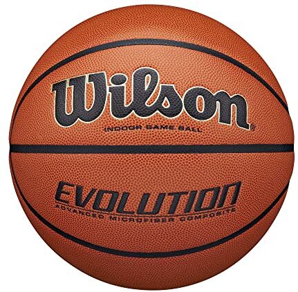 Wilson , Pallone da basket, Evolution, Arancione, Adulto, finta pelle, Indoor, Misura 7,