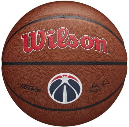 Wilson Pallone da Basket NBA TEAM COMPOSITE BSKT, Utilizzo Indoor/Outdoor, Pelle Composita, Misura 7, Marrone (Washington Wizards)