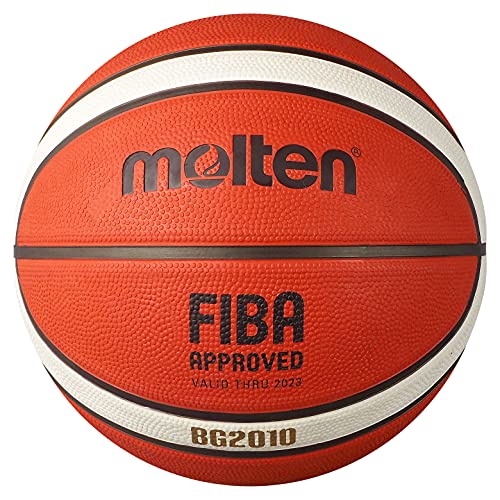 Molten BG2010 Pallacanestro, interno/esterno, approvato FIBA, gomma premium, canale profondo, taglia 7, arancione/avorio, adatto per ragazzi di età 14 e adulti