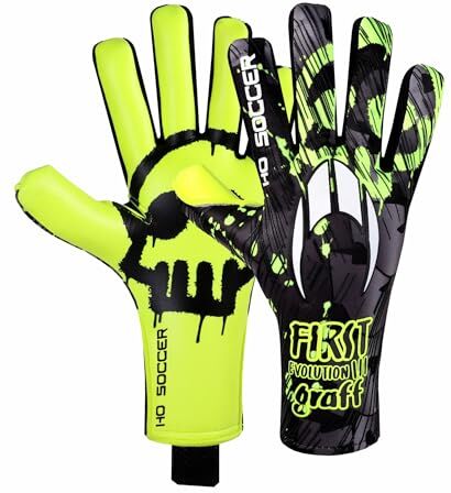 HO Soccer First Evolution III Graffiti Creepy Lime Guanti da Portiere, Unisex Bambini, Lime/Black, 4,5