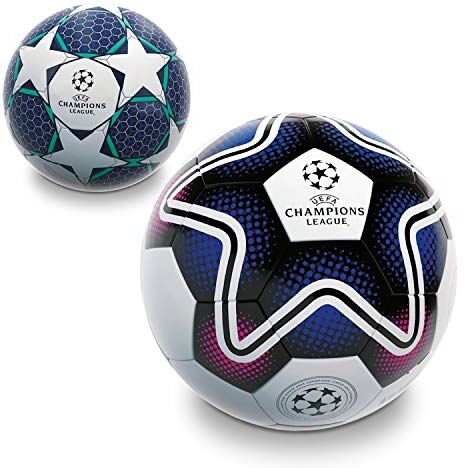 Mondo -  Toys-Pallone da Calcio da Uomo-UEFA Champions League-Size 5-350 Bianco/Nero/Blu-, Colore Bianco/Nero/Blu, 350 g,