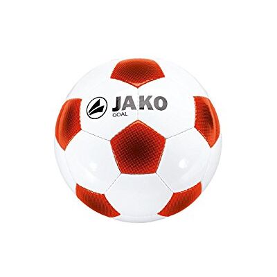 JAKO , Pallone da calcio Goal, Bianco (Weiß/Rot-Orange/Schwarz), 4 JAKO , Pallone da calcio Goal, Bianco (Weiß/Rot-Orange/Schwarz), 4