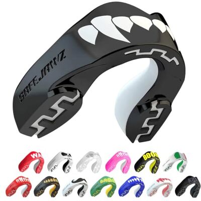 SAFEJAWZ Vestibilità Slim Paradenti Sportivo Adulti e Bambini Contatto Completo per Tutti Gli Sport, tra Cui Rugby, MMA, Hockey, Judo Arti Marziali e Boxe SAFEJAWZ Vestibilità Slim Paradenti Sportivo Adulti e Bambini Contatto Completo per Tutti Gli Sport, tra Cui Rugby, MMA, Hockey, Judo Arti Marziali e Boxe