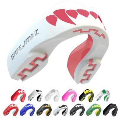 SAFEJAWZ Vestibilità Slim Paradenti Sportivo Adulti e Bambini Contatto Completo per Tutti Gli Sport, tra Cui Rugby, MMA, Hockey, Judo Arti Marziali e Boxe SAFEJAWZ Vestibilità Slim Paradenti Sportivo Adulti e Bambini Contatto Completo per Tutti Gli Sport, tra Cui Rugby, MMA, Hockey, Judo Arti Marziali e Boxe