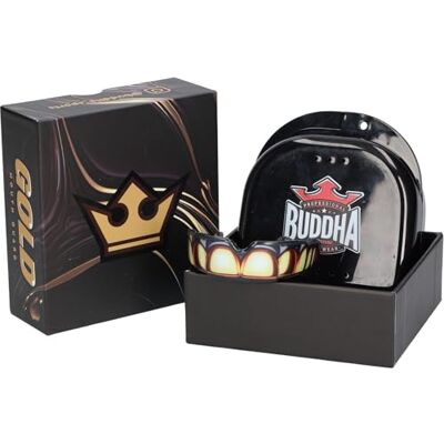 Buddha Fight Wear Paradenti premium per adulti e bambini a partire dai 12 anni per tutti gli sport di contatto, tra cui rugby, MMA, kickboxing, judo, hockey e boxe (nero-oro) Buddha Fight Wear Paradenti premium per adulti e bambini a partire dai 12 anni per tutti gli sport di contatto, tra cui rugby, MMA, kickboxing, judo, hockey e boxe (nero-oro)