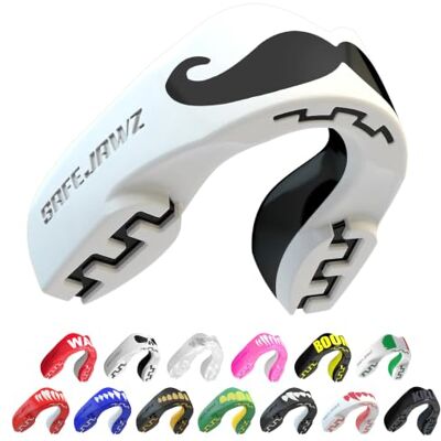 SAFEJAWZ Vestibilità Slim Paradenti Sportivo Adulti e Bambini Contatto Completo per Tutti Gli Sport, tra Cui Rugby, MMA, Hockey, Judo Arti Marziali e Boxe SAFEJAWZ Vestibilità Slim Paradenti Sportivo Adulti e Bambini Contatto Completo per Tutti Gli Sport, tra Cui Rugby, MMA, Hockey, Judo Arti Marziali e Boxe