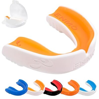 Enmo Maxilla Paradenti in gel per adulti e ragazzi dai 10 anni in su, con custodia, per rugby, boxe, hockey e sport di contatto, paradenti con tecnologia a canale di respirazione a doppio strato Enmo Maxilla Paradenti in gel per adulti e ragazzi dai 10 anni in su, con custodia, per rugby, boxe, hockey e sport di contatto, paradenti con tecnologia a canale di respirazione a doppio strato
