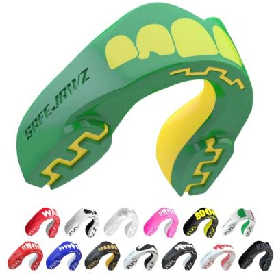 SAFEJAWZ Vestibilità Slim Paradenti Sportivo Adulti e Bambini Contatto Completo per Tutti Gli Sport, tra Cui Rugby, MMA, Hockey, Judo Arti Marziali e Boxe SAFEJAWZ Vestibilità Slim Paradenti Sportivo Adulti e Bambini Contatto Completo per Tutti Gli Sport, tra Cui Rugby, MMA, Hockey, Judo Arti Marziali e Boxe