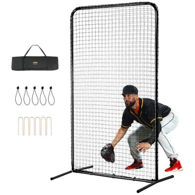VEVOR Schermo da Baseball per Gabbia da Battente 1220 x 910 x 2130 mm, Schermo di Sicurezza Per Palla, Schermo da Battente Portatile con Borsa, Rete da Lancio Resistente per Protezione Lanciatori VEVOR Schermo da Baseball per Gabbia da Battente 1220 x 910 x 2130 mm, Schermo di Sicurezza Per Palla, Schermo da Battente Portatile con Borsa, Rete da Lancio Resistente per Protezione Lanciatori