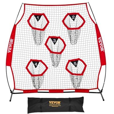 VEVOR Rete da Allenamento Portatile Rete Rimbalzo per Calcio Rugby Baseball 208 x 91 x 189 cm con 5 Tasche per Bersagli, Borsa Portaoggetti Portatile e Cinghie, Allenamento con Bersaglio, Rosso VEVOR Rete da Allenamento Portatile Rete Rimbalzo per Calcio Rugby Baseball 208 x 91 x 189 cm con 5 Tasche per Bersagli, Borsa Portaoggetti Portatile e Cinghie, Allenamento con Bersaglio, Rosso