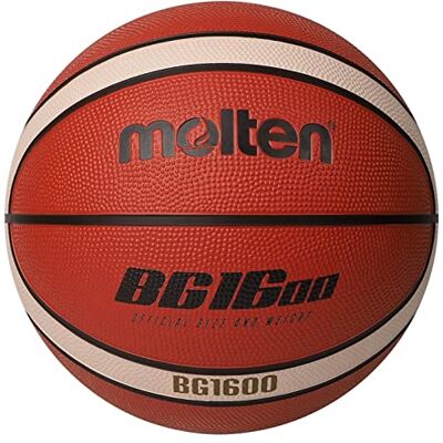 Molten BG1600 Rubber Basketball, Indoor/Outdoor Play, Orange/Ivory Molten BG1600 Rubber Basketball, Indoor/Outdoor Play, Orange/Ivory