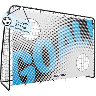 Hudora Porta da calcio Trainer con parete per goal porta robusta da esterno per bambini e adulti con due fori bersaglio rinforzati Porta impermeabile per training e divertimento goal Hudora Porta da calcio Trainer con parete per goal porta robusta da esterno per bambini e adulti con due fori bersaglio rinforzati Porta impermeabile per training e divertimento goal