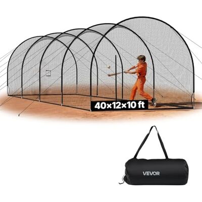 VEVOR Gabbia da Battuta Portatile Indipendente da Baseball 12200 x 3700 x 3050 mm, con Poliestere Senza Nodi a 4 Strati e Apertura per Macchina da Lancio, Rete da Softball per Interni ed Esterni VEVOR Gabbia da Battuta Portatile Indipendente da Baseball 12200 x 3700 x 3050 mm, con Poliestere Senza Nodi a 4 Strati e Apertura per Macchina da Lancio, Rete da Softball per Interni ed Esterni