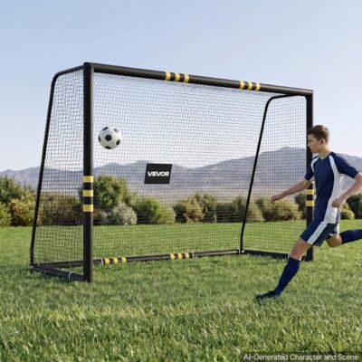 VEVOR Porta da Calcio 3 x 2 m Gabbia in Ferro con Rete in PE Nera Cancello da Calcio, Schiuma Protettiva Ammortizzante, Stadio, Giardino, Cortile, Campo, Attrezzatura per Esercizio di Tiro VEVOR Porta da Calcio 3 x 2 m Gabbia in Ferro con Rete in PE Nera Cancello da Calcio, Schiuma Protettiva Ammortizzante, Stadio, Giardino, Cortile, Campo, Attrezzatura per Esercizio di Tiro