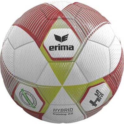Erima Hybrid Training 2.0 Pallone da Calcio (), metallic red/silver/lime, 4 Erima Hybrid Training 2.0 Pallone da Calcio (), metallic red/silver/lime, 4